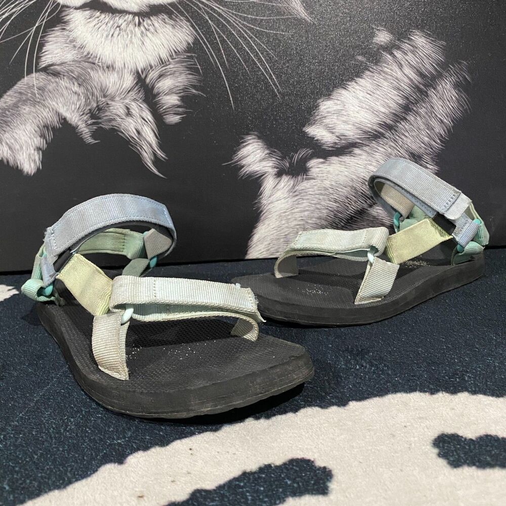 Teva Original Universal F60121A Strappy Sandal Womens 8 Green Canvas Slingback